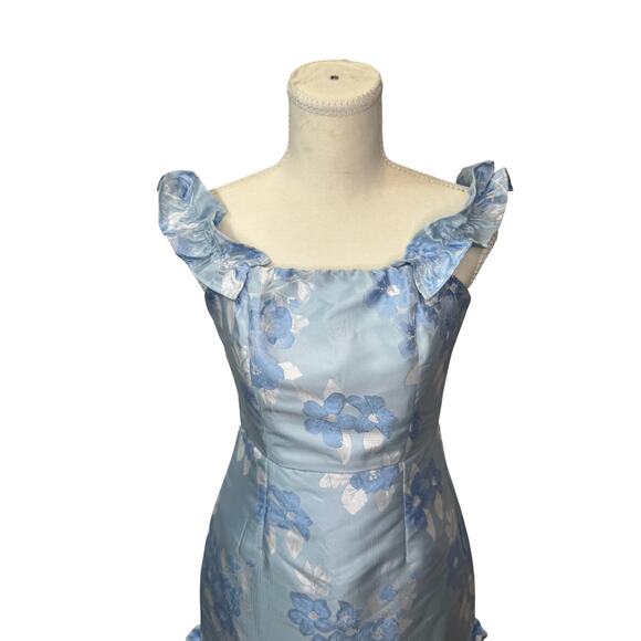 Lulus Pop the Bottle Mini Dress Blue Women’s Small Bridal Regencycore Bridgerton - Picture 15 of 16